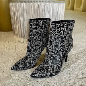 Alice + Olivia Keith Haring Dancing Man Leather Booties